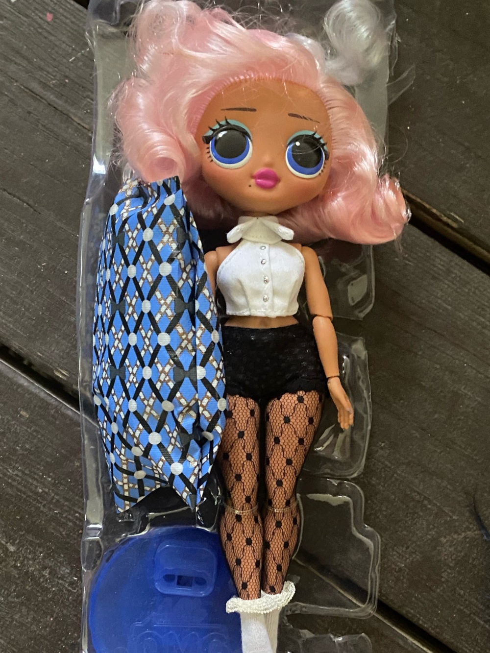 L.O.L. Surprise! Doll Pink Hair Blue Eyes Black Fishnet Tights